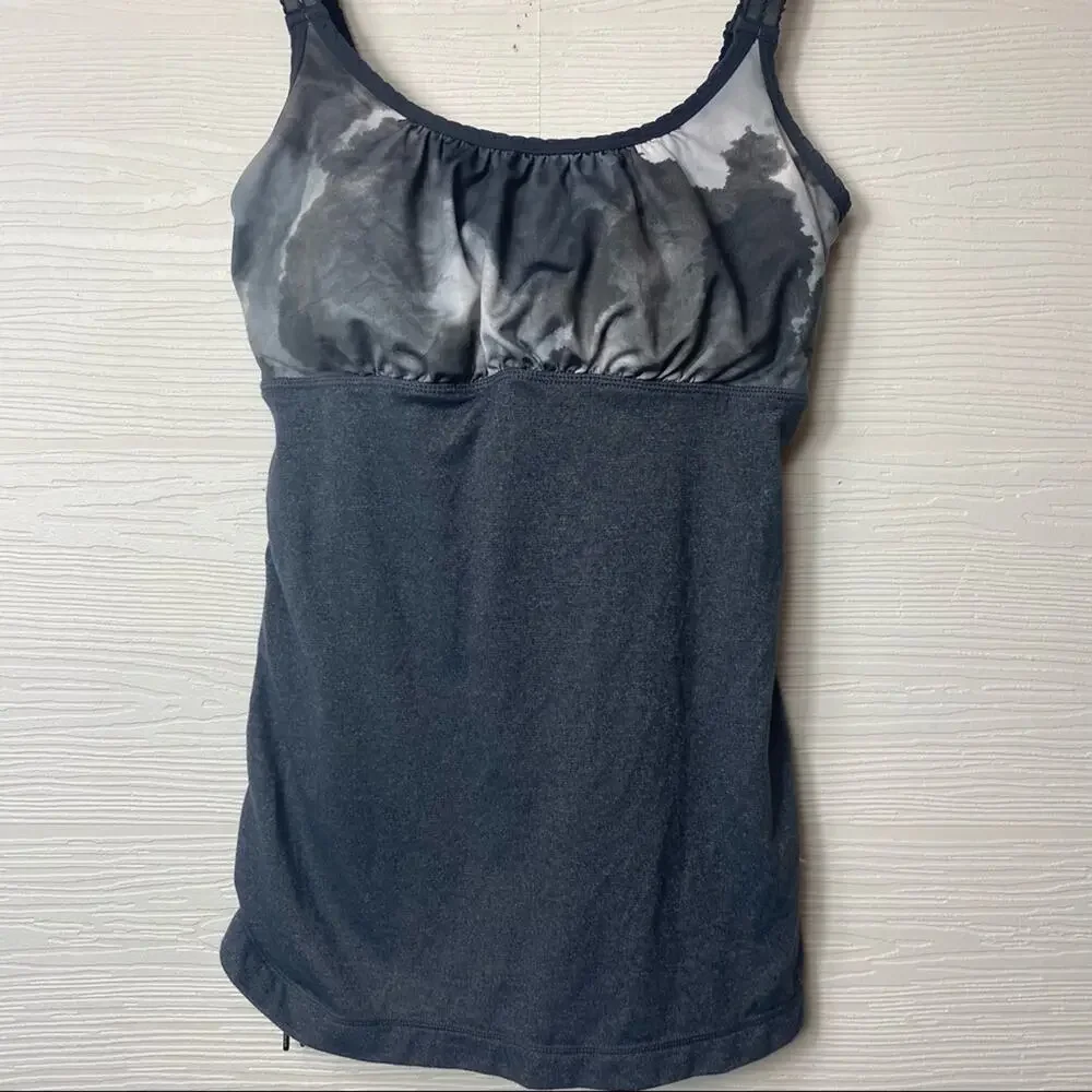 Lululemon 4 Gray Tye‎ Dye Cinched Ruffle Tank